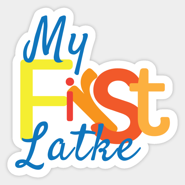 My First Hanukkah Latke Blue Orange Yellow Sticker by sigdesign